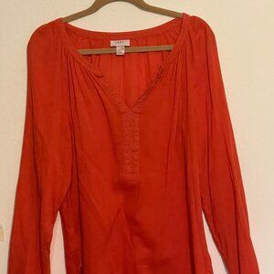 Loft Orange Embellished Gauze Top
